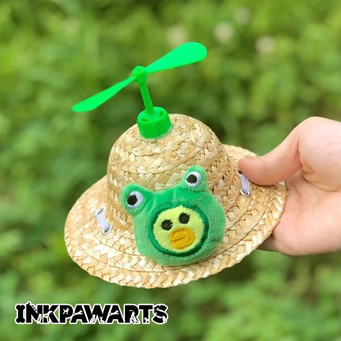 Inkpawarts.com Funny Cute Pet Straw Hat Summer Small Pinwheel Corgi Straw Hat Summer