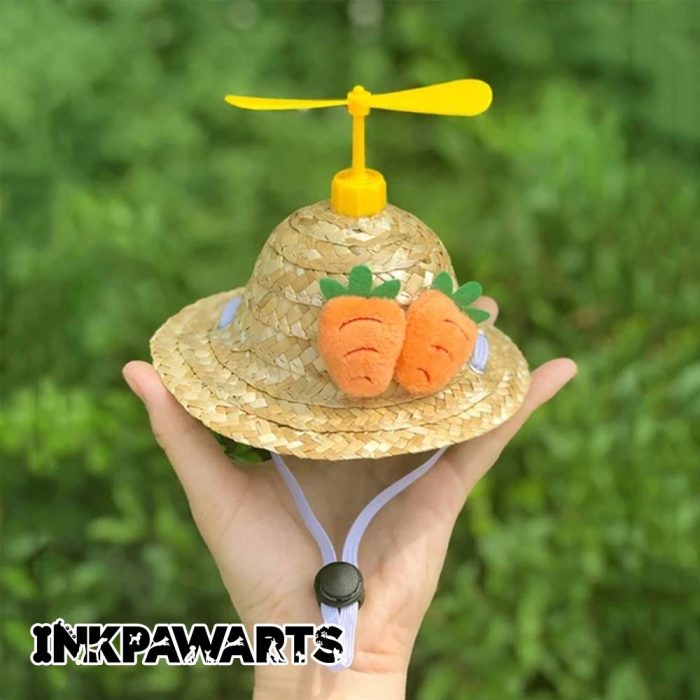 Funny Cute Pet Straw Hat Summer Small Pinwheel