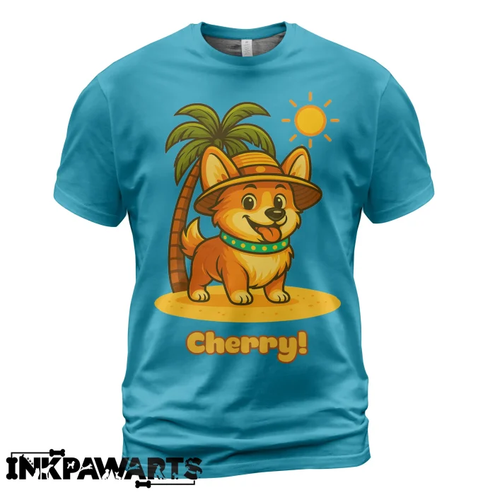 Corgi Sommer T-Shirt – Personalisierbares Tropen-Shirt für Hundefans