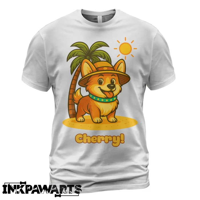 Summer Corgi T-Shirt – Custom Tropical Dog Shirt for Pet Lovers