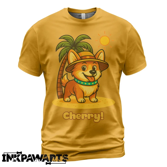 Summer Corgi T-Shirt – Custom Tropical Dog Shirt for Pet Lovers